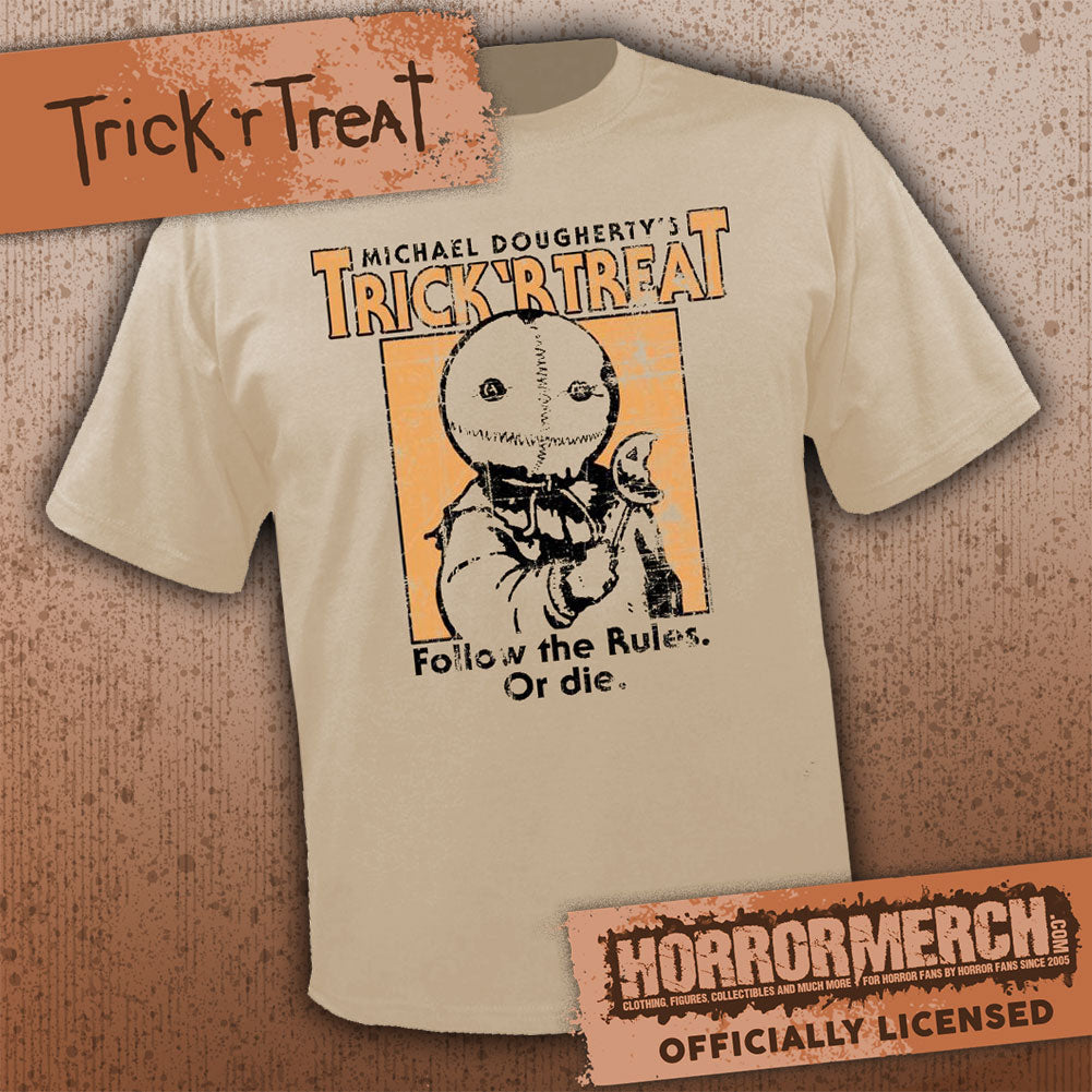 Trick R Treat - Follow The Rules Or Die Mens Shirt (Tan)