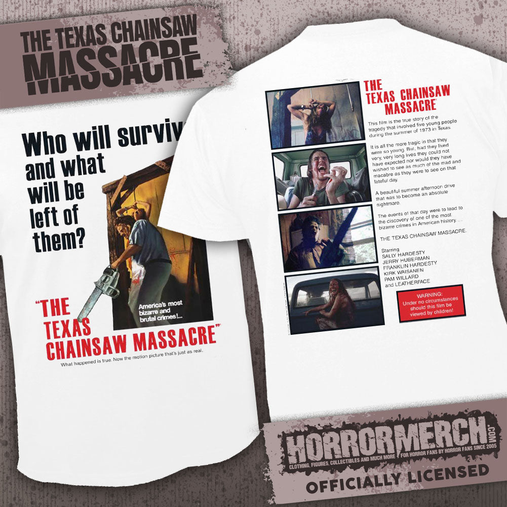 Texas Chainsaw Massacre - Poster (White) (Front And Back Print) Mens Shirt