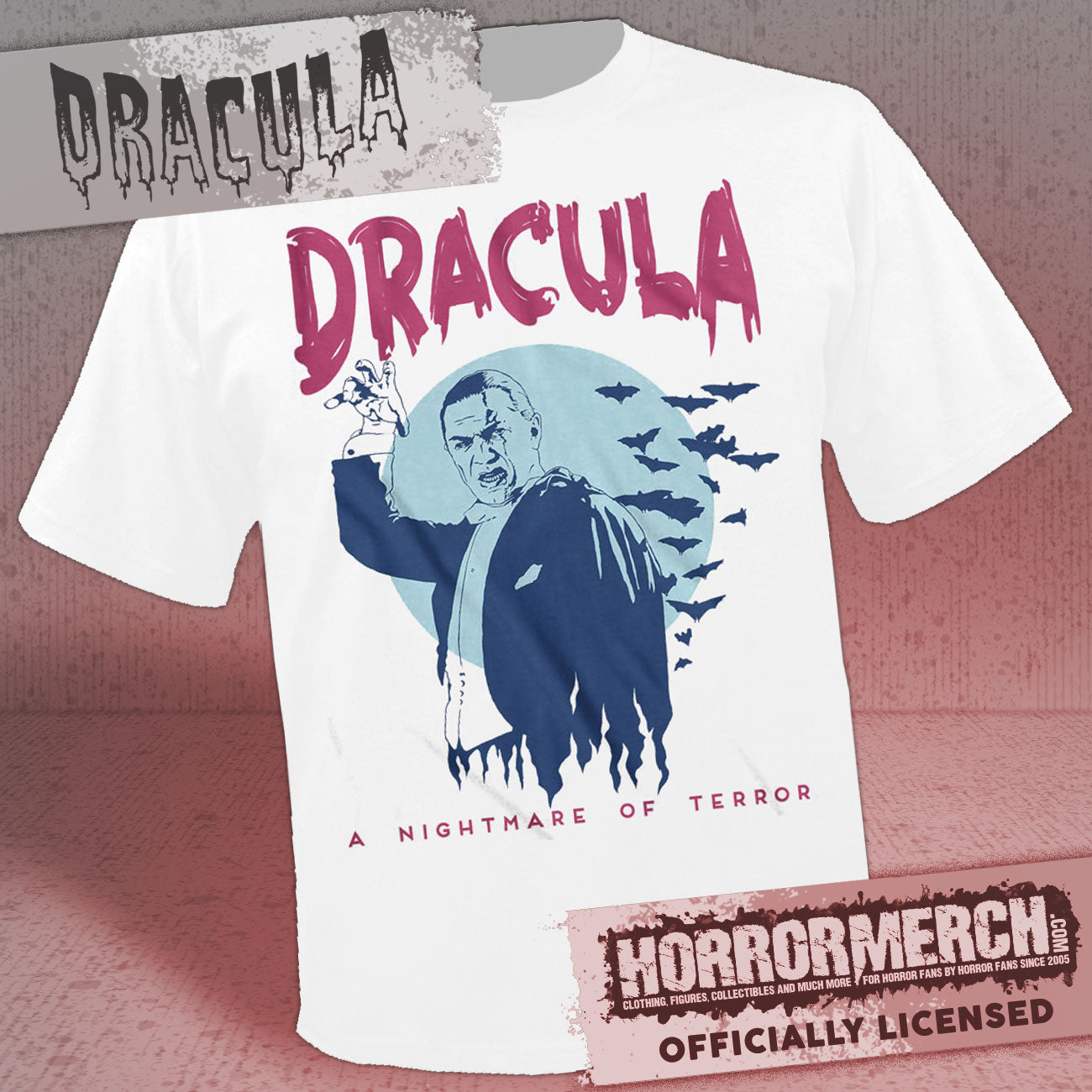 Dracula - A Nightmare Of Terror (White) Mens Shirt