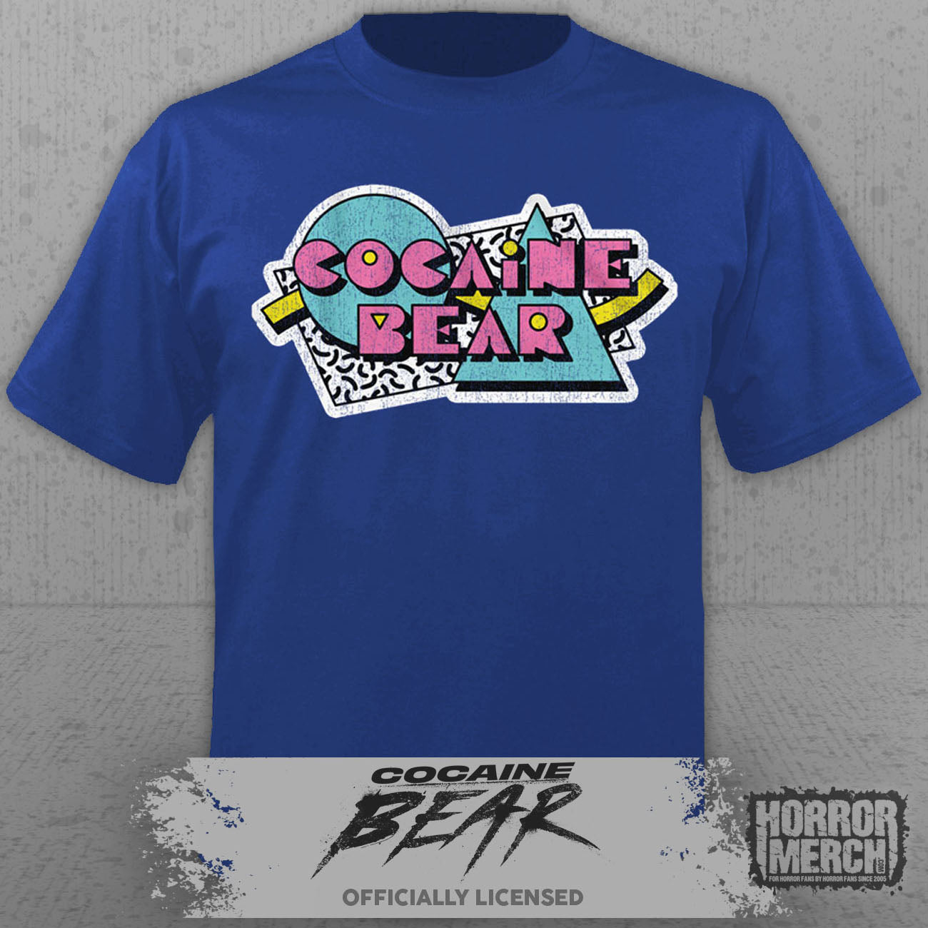 Cocaine Bear - Retro Logo Mens Shirt (Blue)