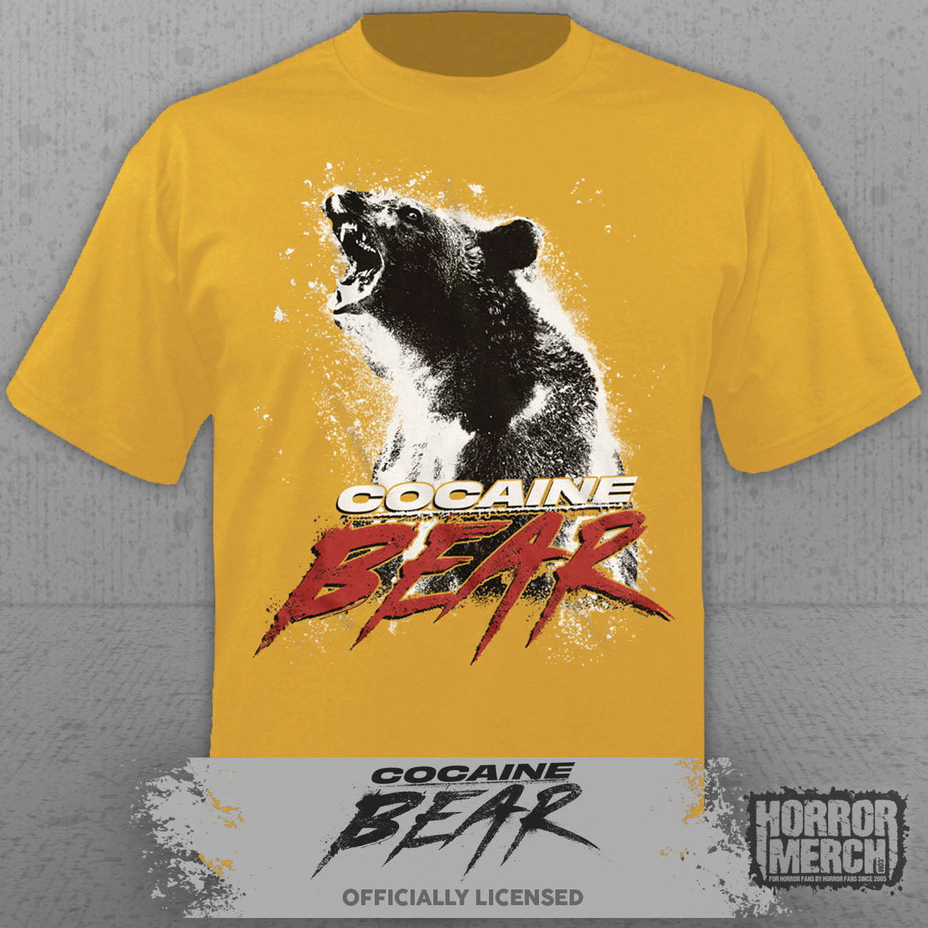 Cocaine Bear - Poster Mens Shirt (Yellow)