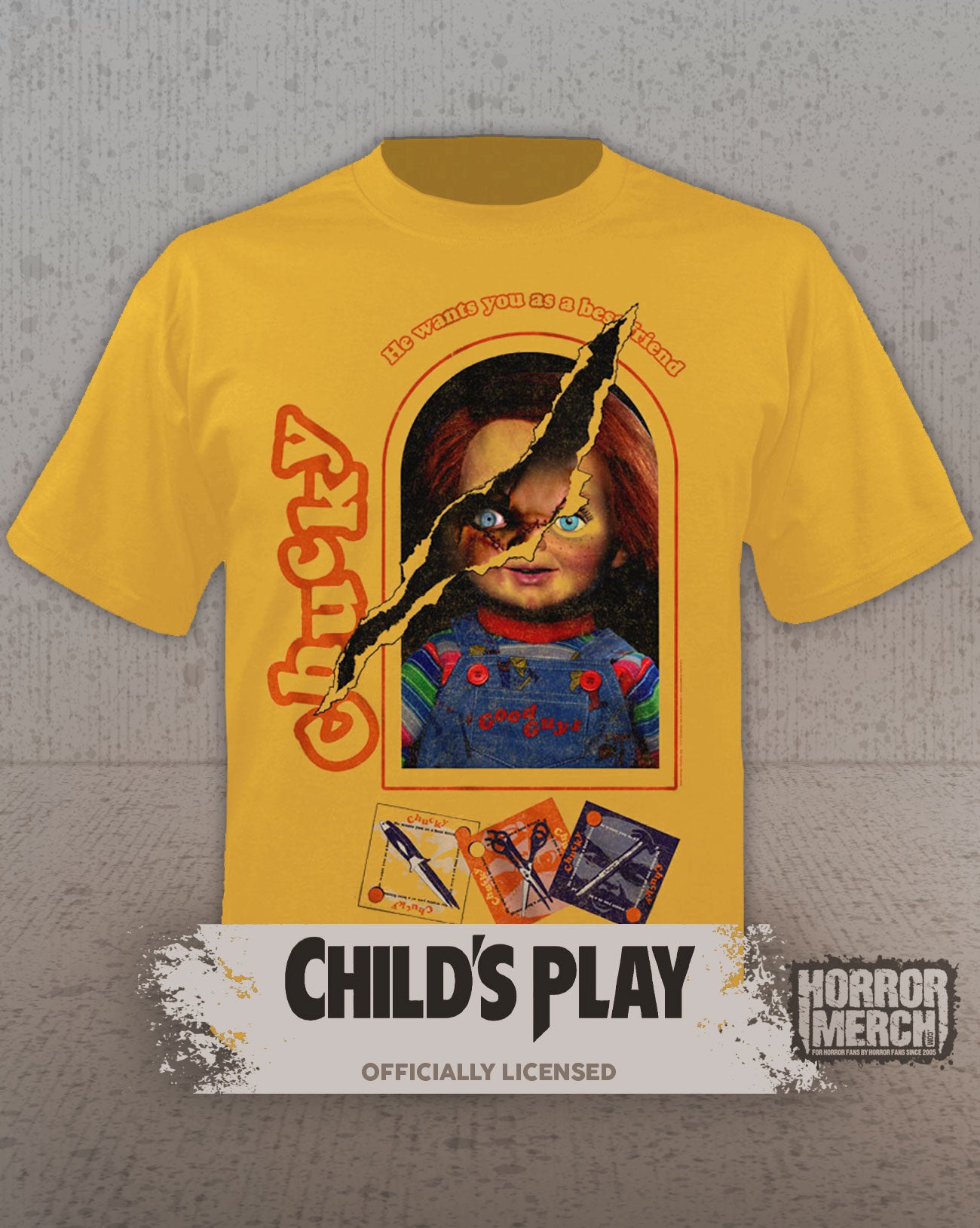Childs Play - Good Guys Box Mens Shirt (Yellow)
