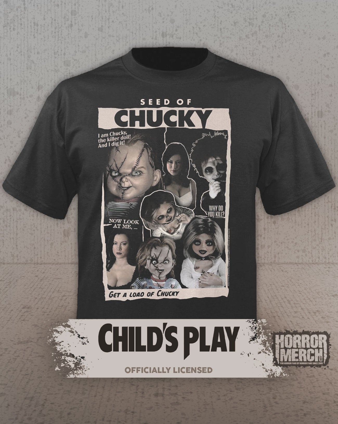 Childs Play - Seed Of Chucky (Collage) Mens Shirt (Gray)