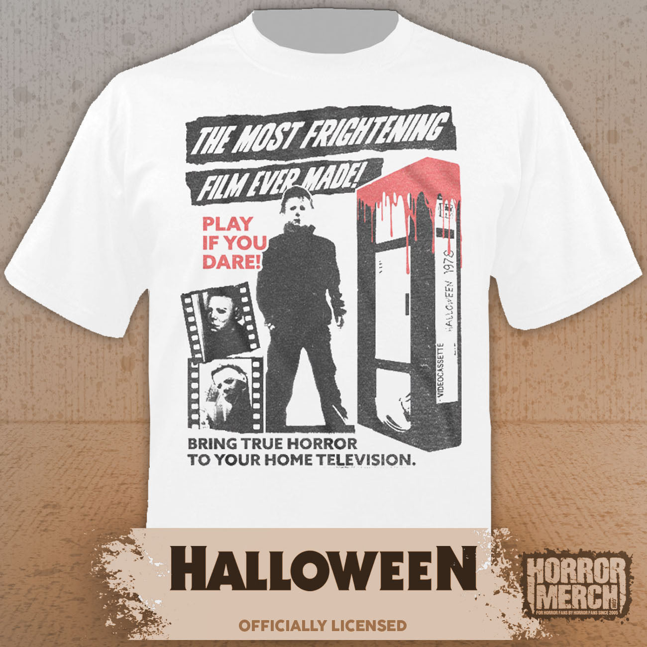 Halloween - Bloody VHS Mens Shirt (White)