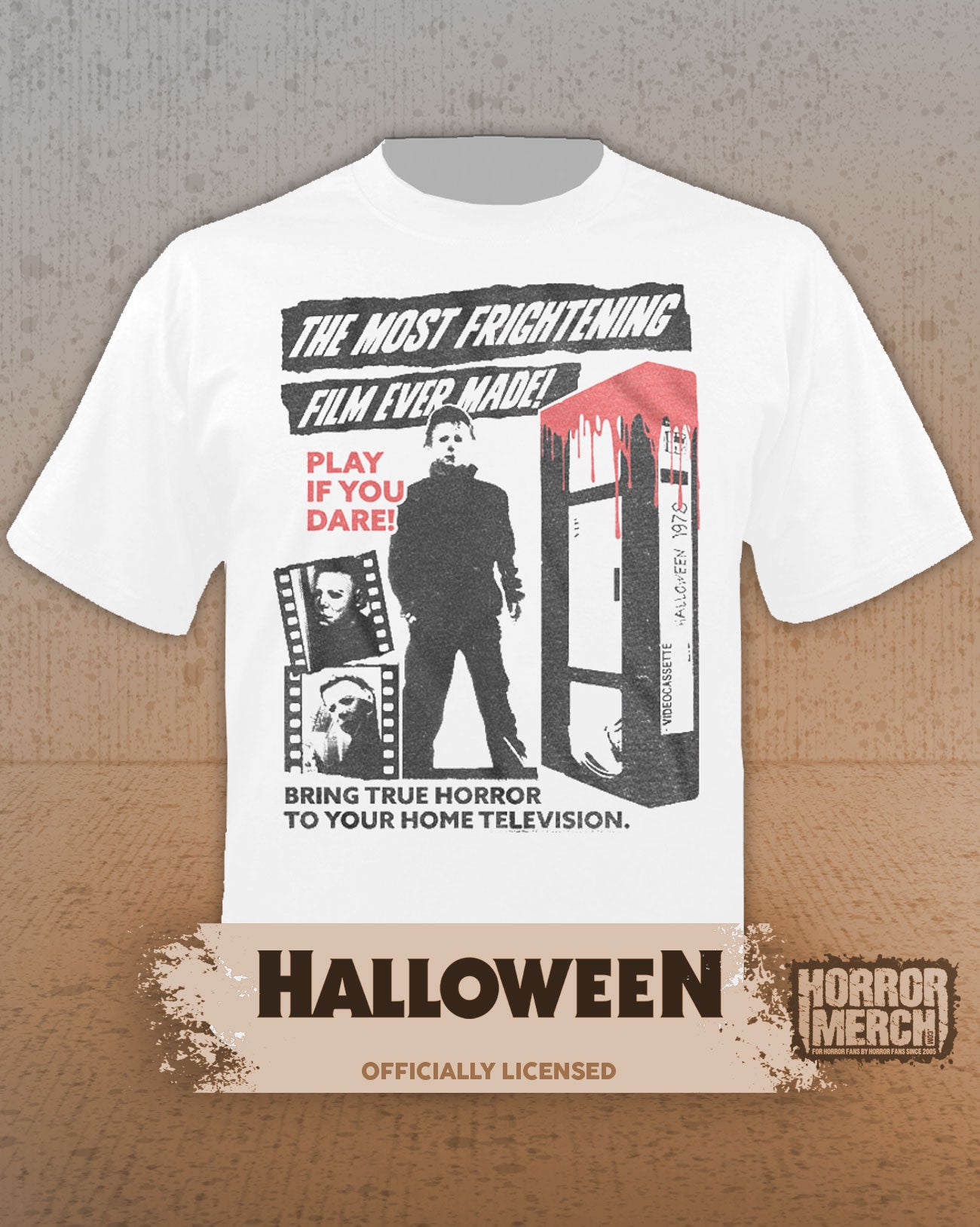 Halloween - Bloody VHS Mens Shirt (White)