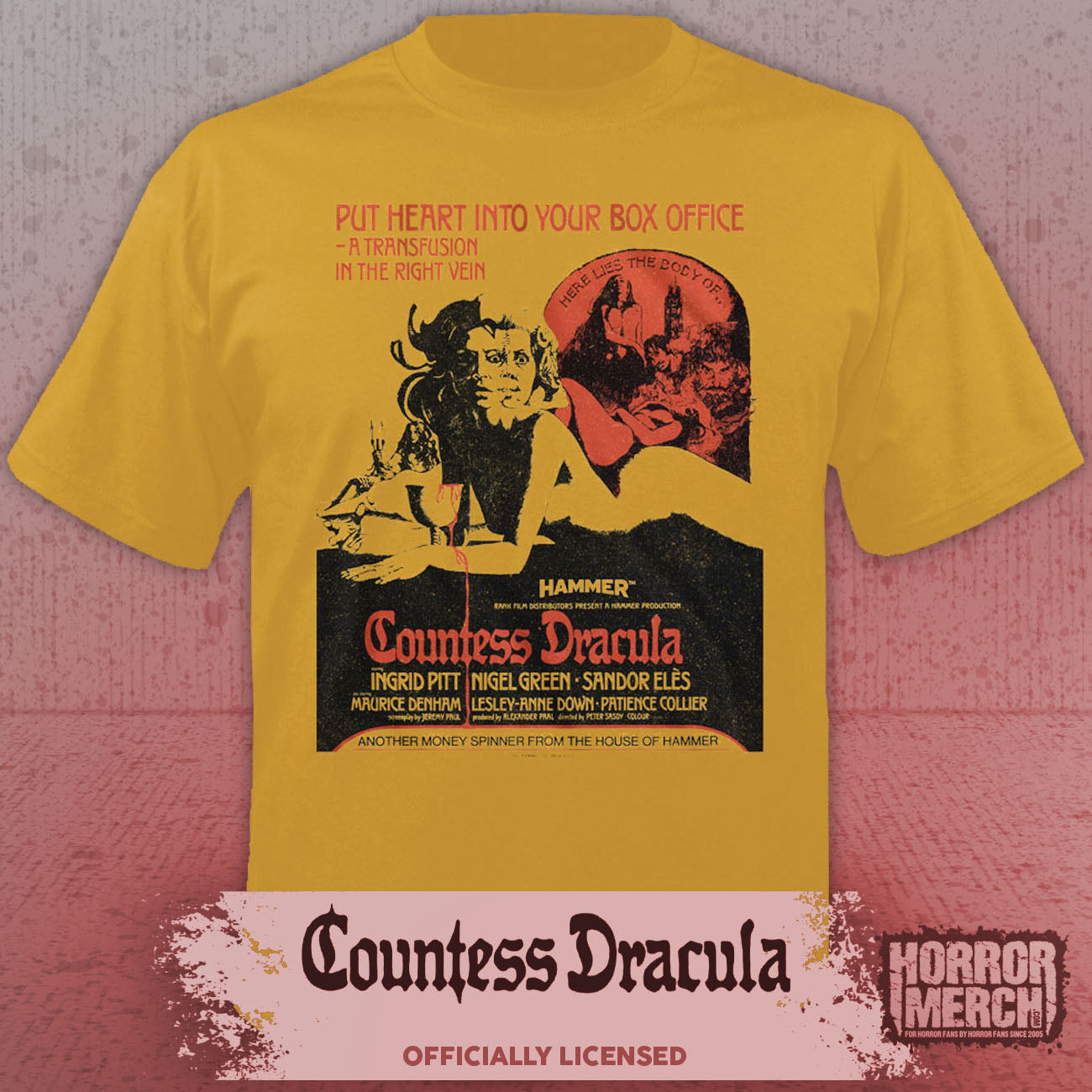 Countess Dracula - Poster Mens Shirt (Yellow)