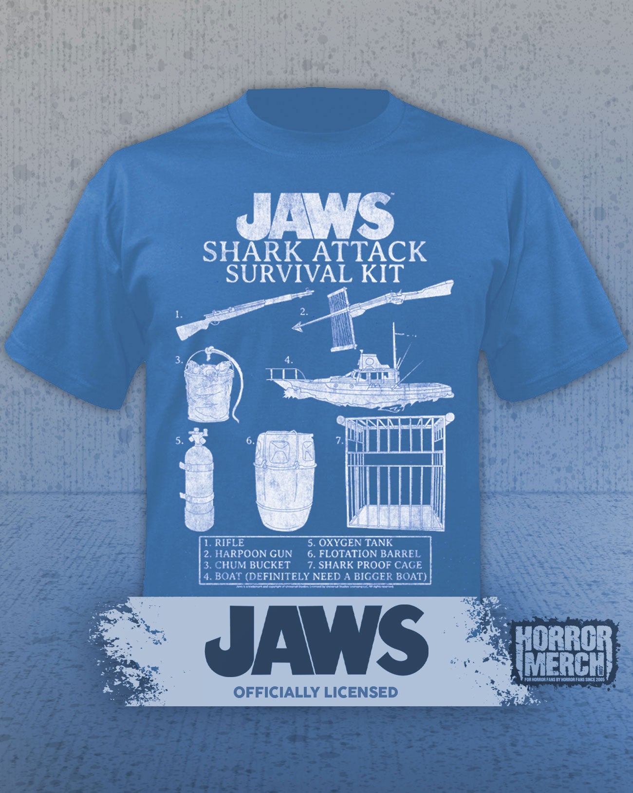 Jaws - Survival Kit Mens Shirt (Blue)