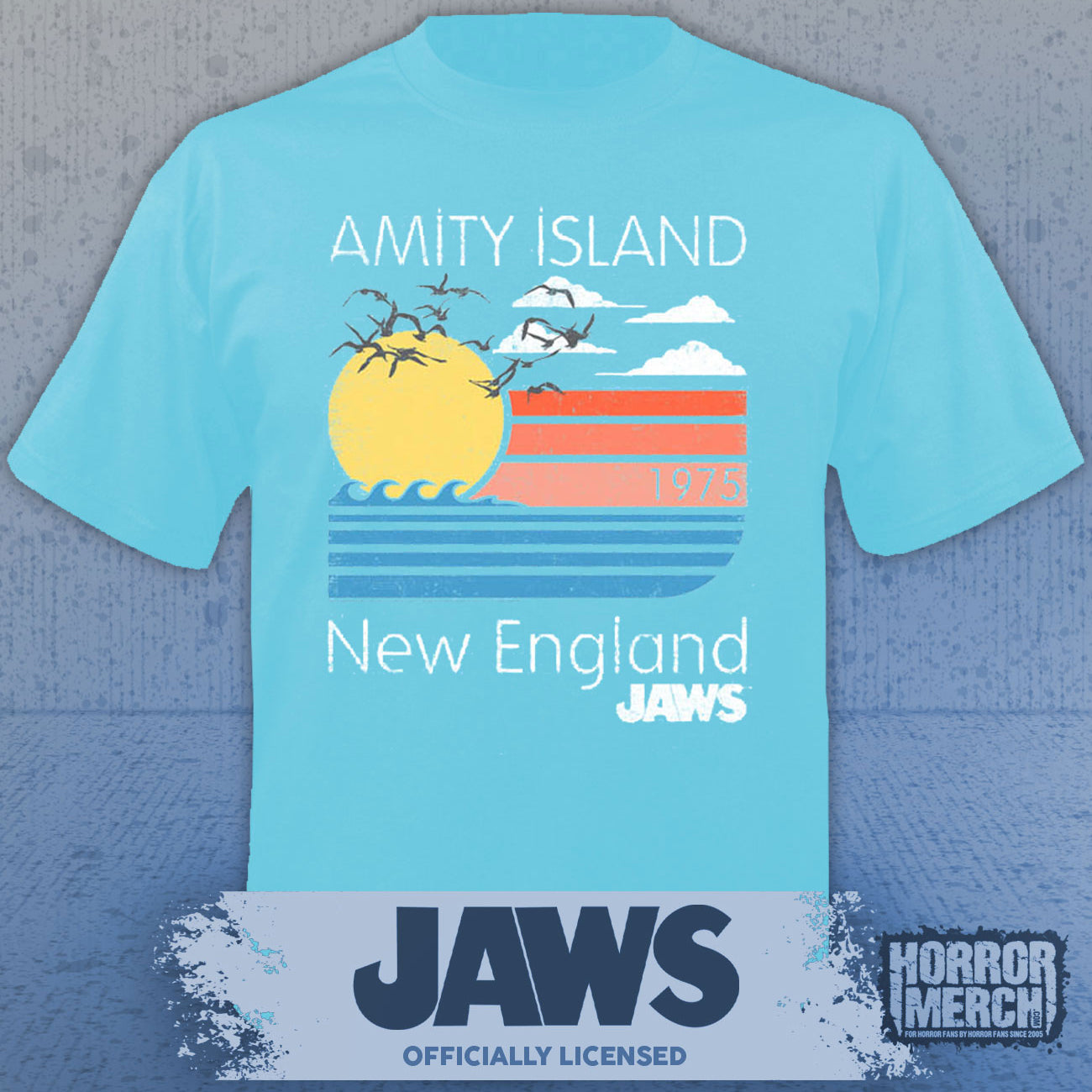 Jaws - Amity Island Mens Shirt (Blue)