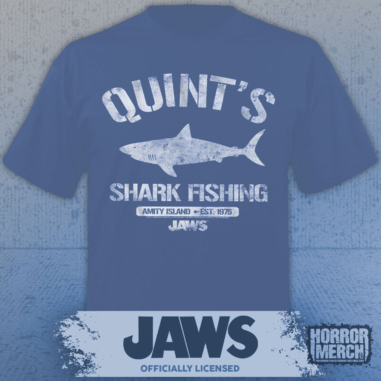 Jaws - Quints Shark Fishing Mens Shirt (Blue)