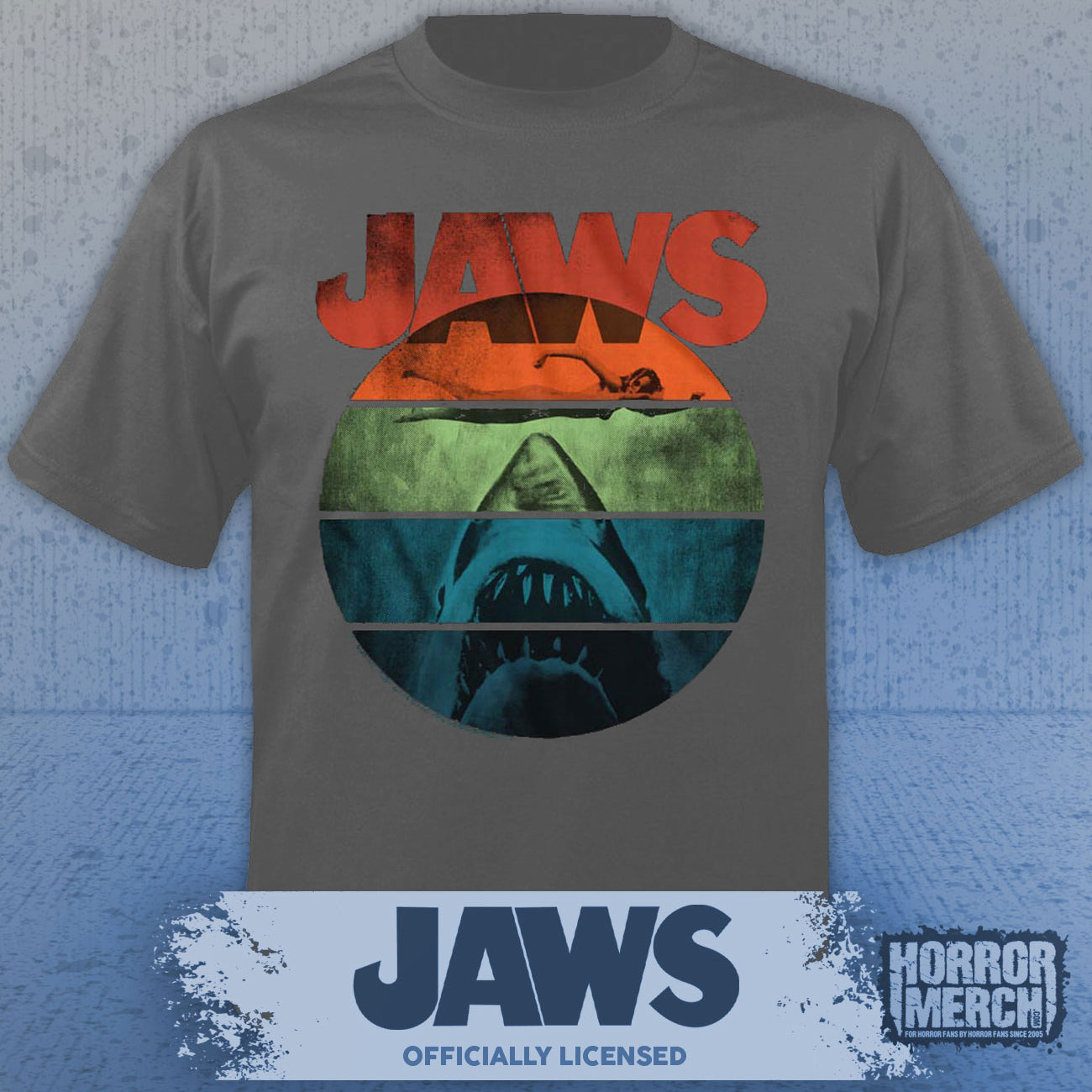 Jaws - Rainbow Mens Shirt (Gray)