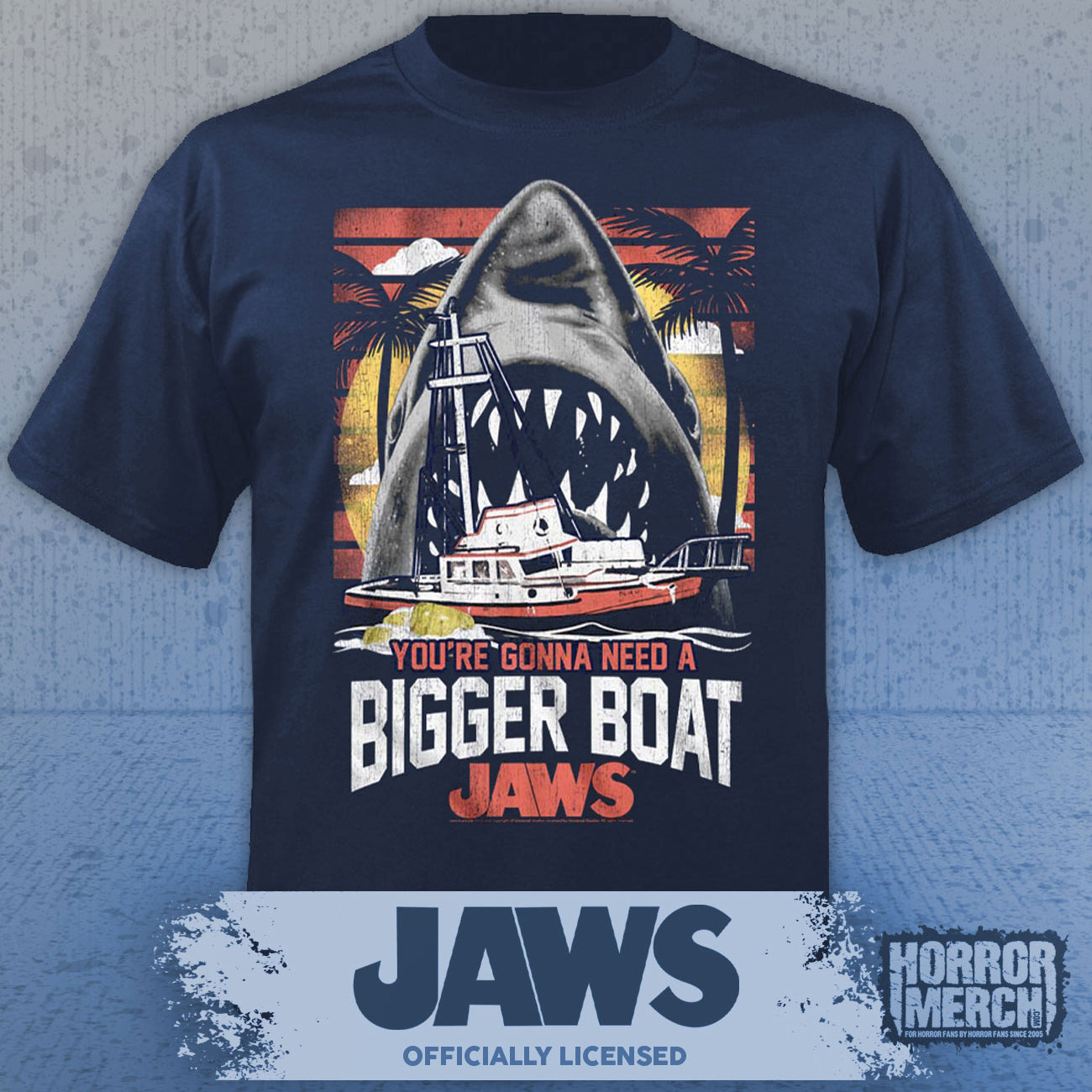 Jaws - Bigger Boat (Shark) Mens Shirt (Blue)