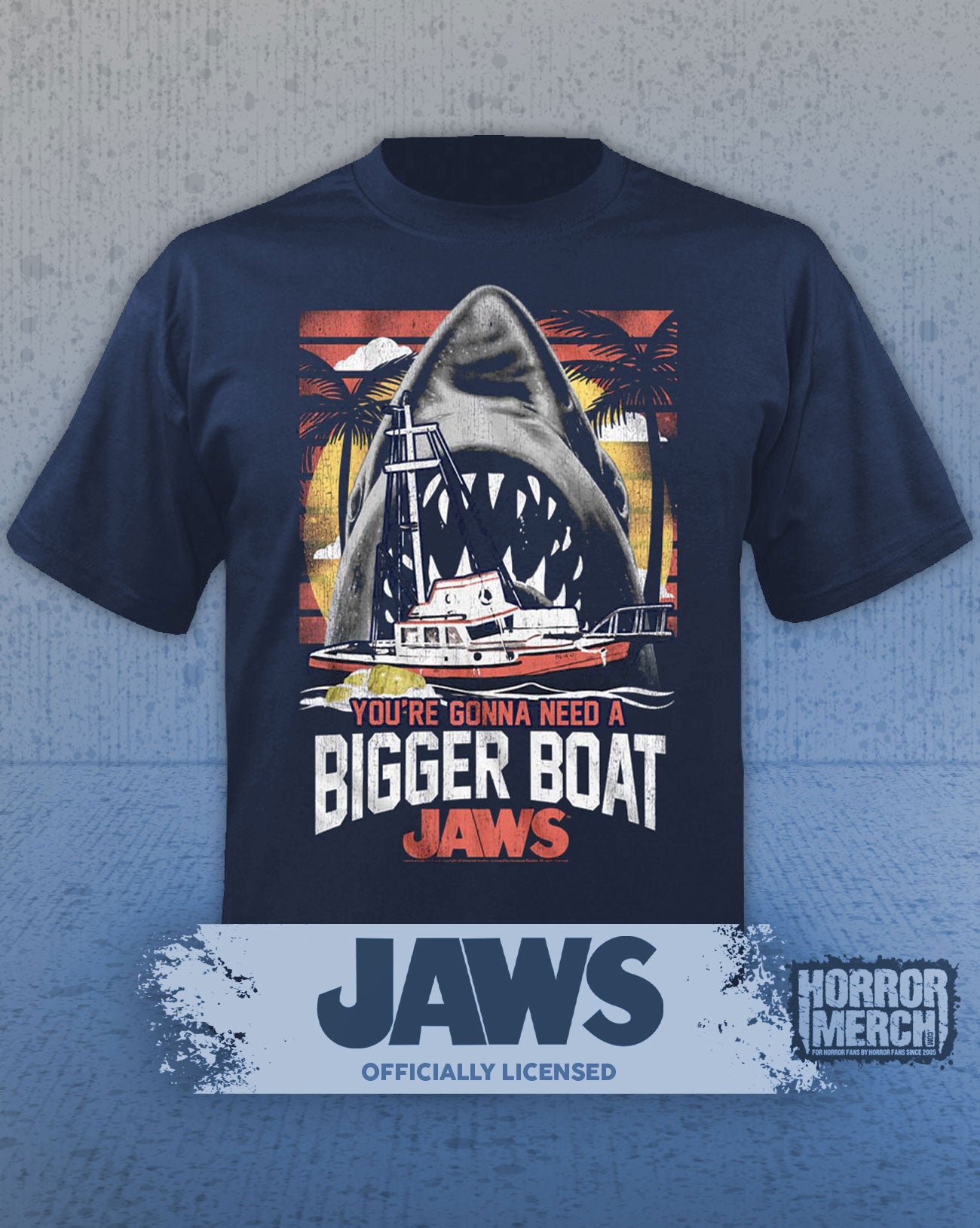 Jaws - Bigger Boat (Shark) Mens Shirt (Blue)