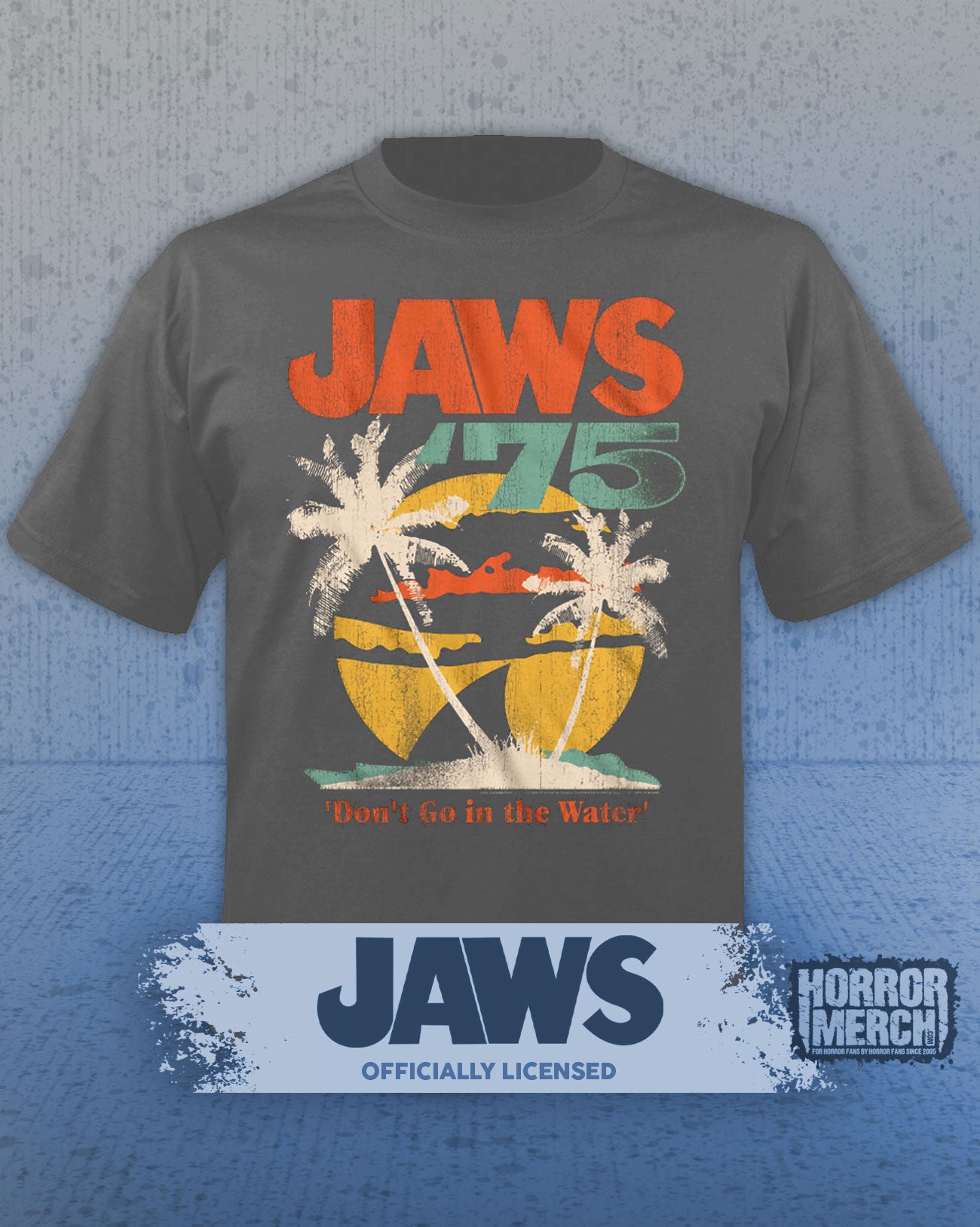 Jaws - Dont Go In The Water Mens Shirt (Gray)