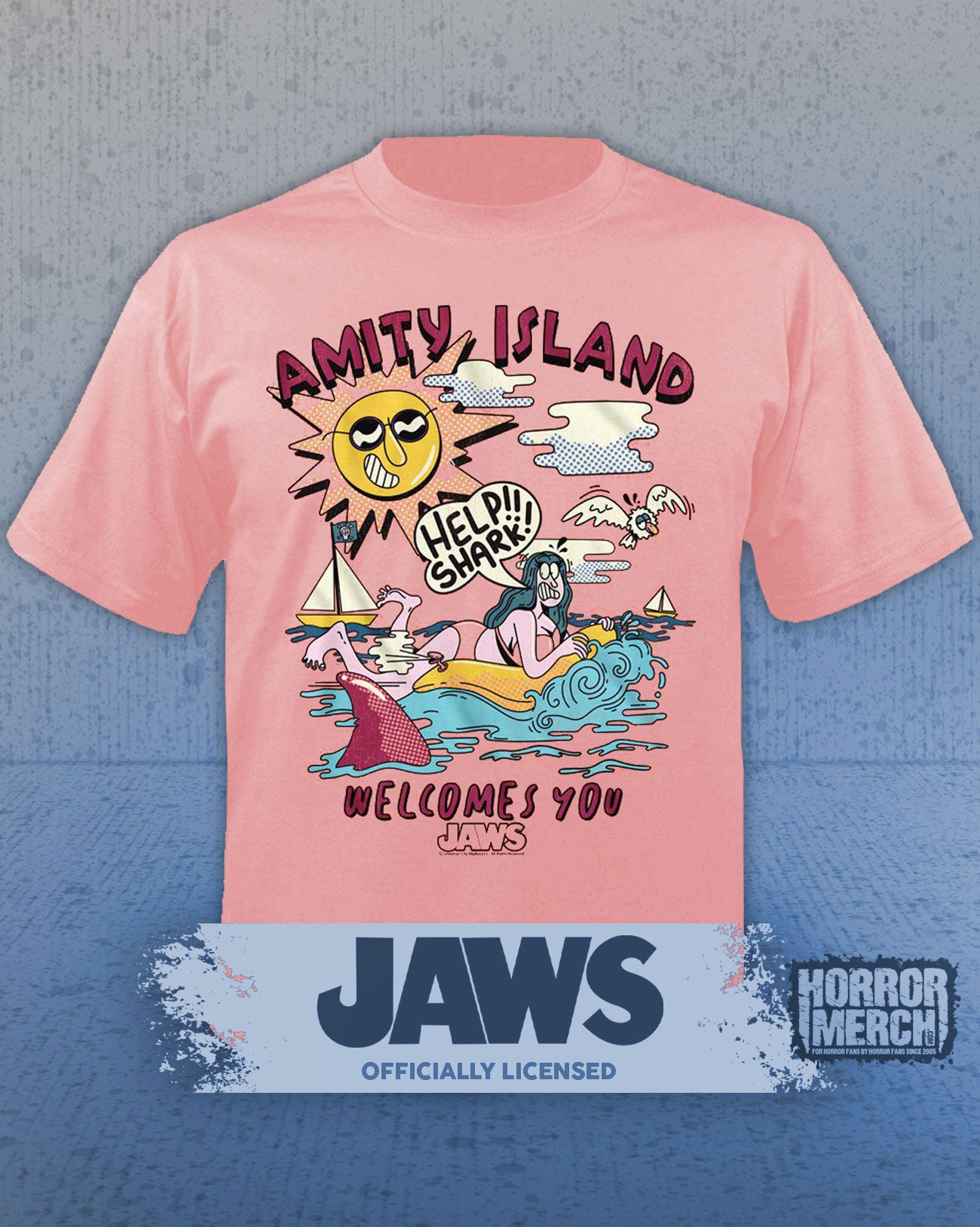 Jaws - Amity Island Welcomes You Mens Shirt (Red)
