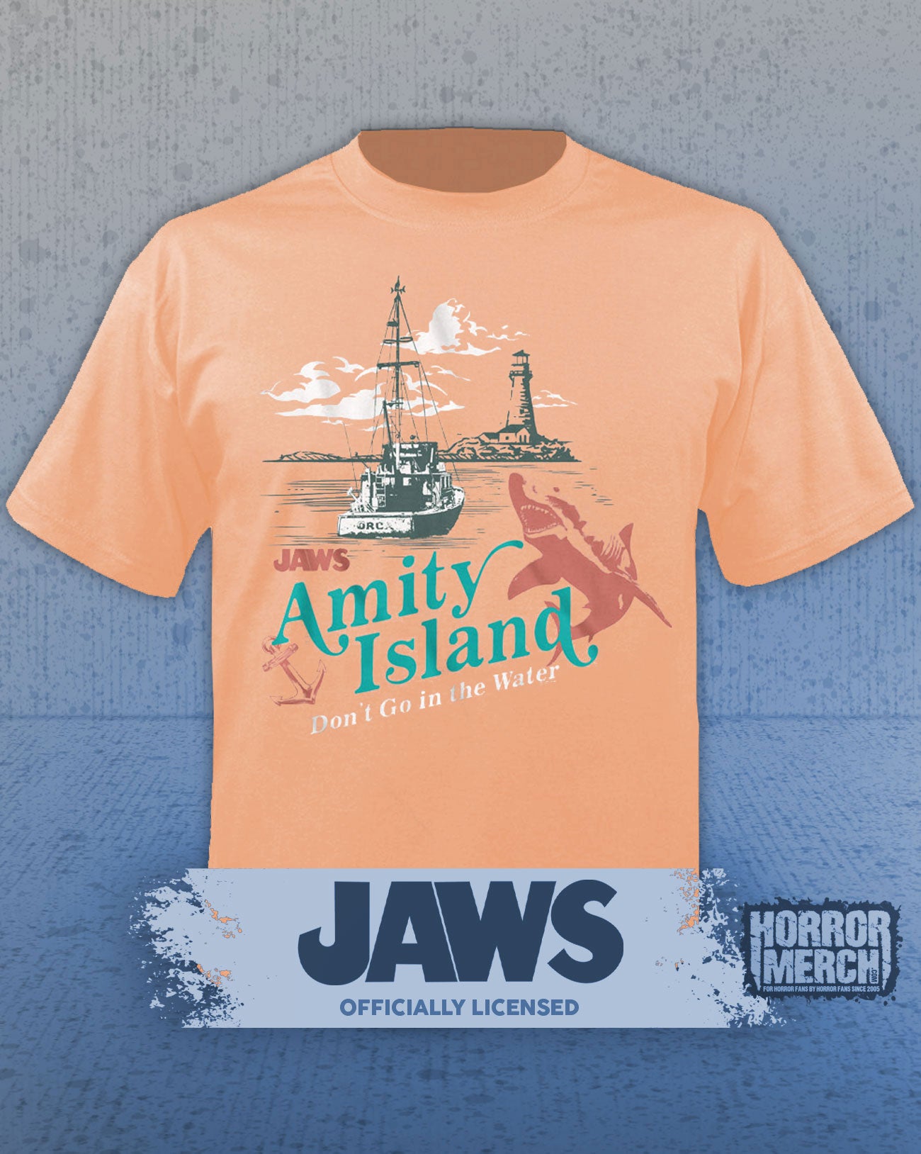 Jaws - Amity Island Boat Mens Shirt (Peach)