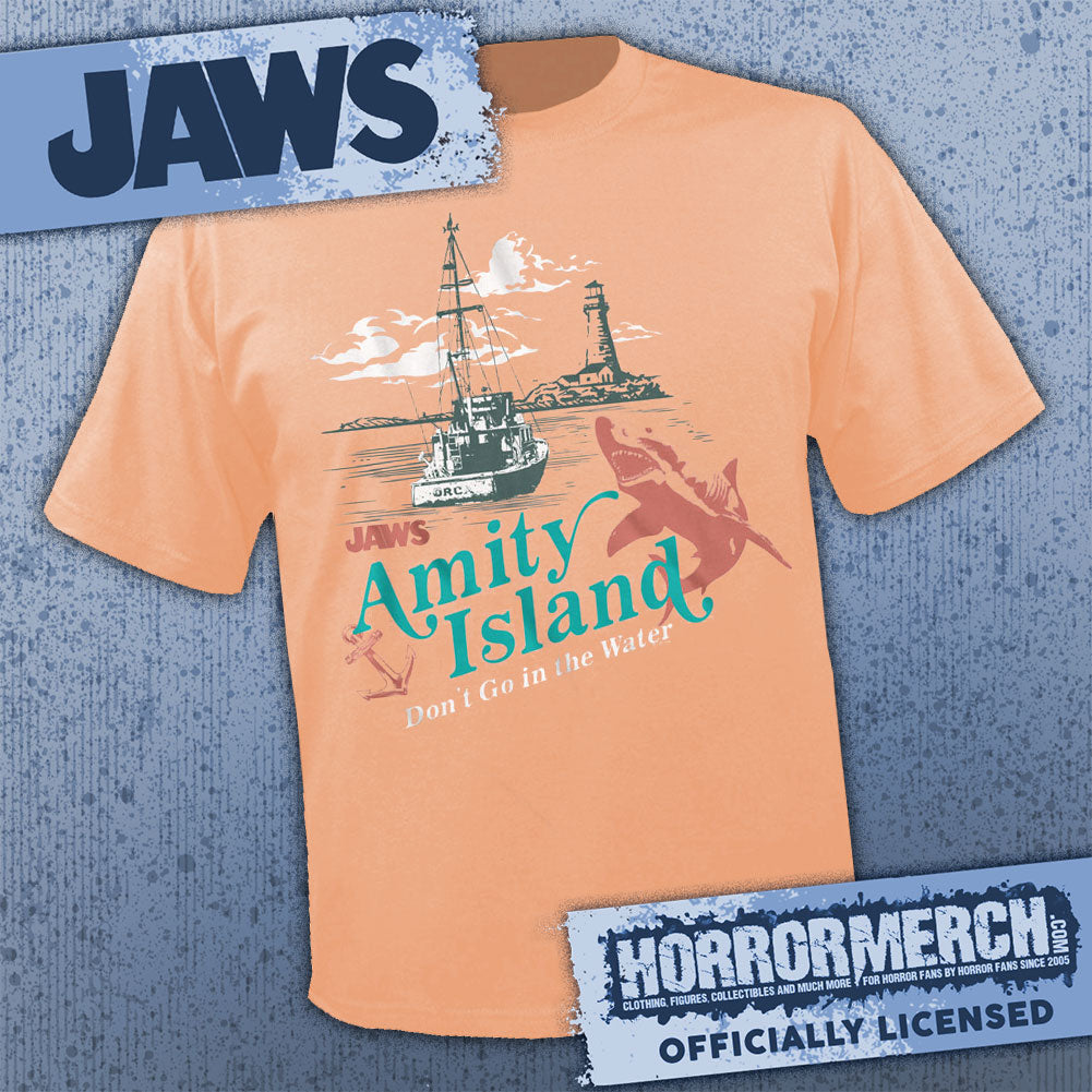 Jaws - Amity Island Boat (Peach) Mens Shirt