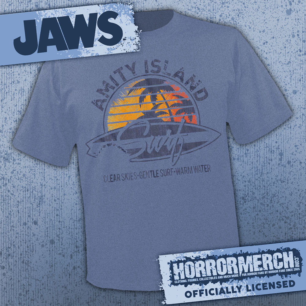 Jaws - Amity Island (Navy-Heather) Mens Shirt
