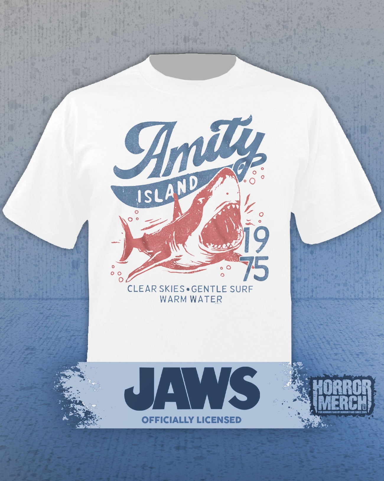 Jaws - Amity 1975 (Shark) Mens Shirt (White)