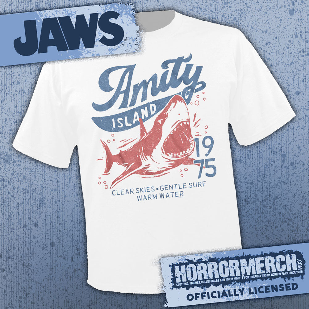 Jaws - Amity 1975 (Shark-White) Mens Shirt