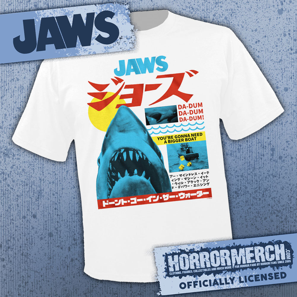Jaws - Kanji Poster (White) Mens Shirt