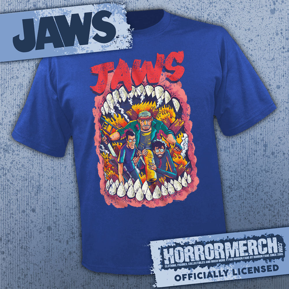 Jaws - Cartoon (Blue) Mens Shirt