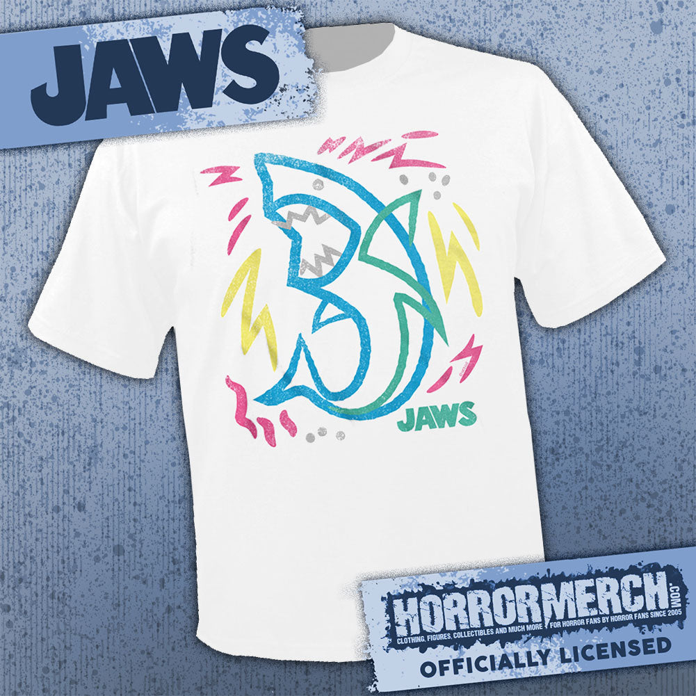 Jaws - Neon Shark (White) Mens Shirt