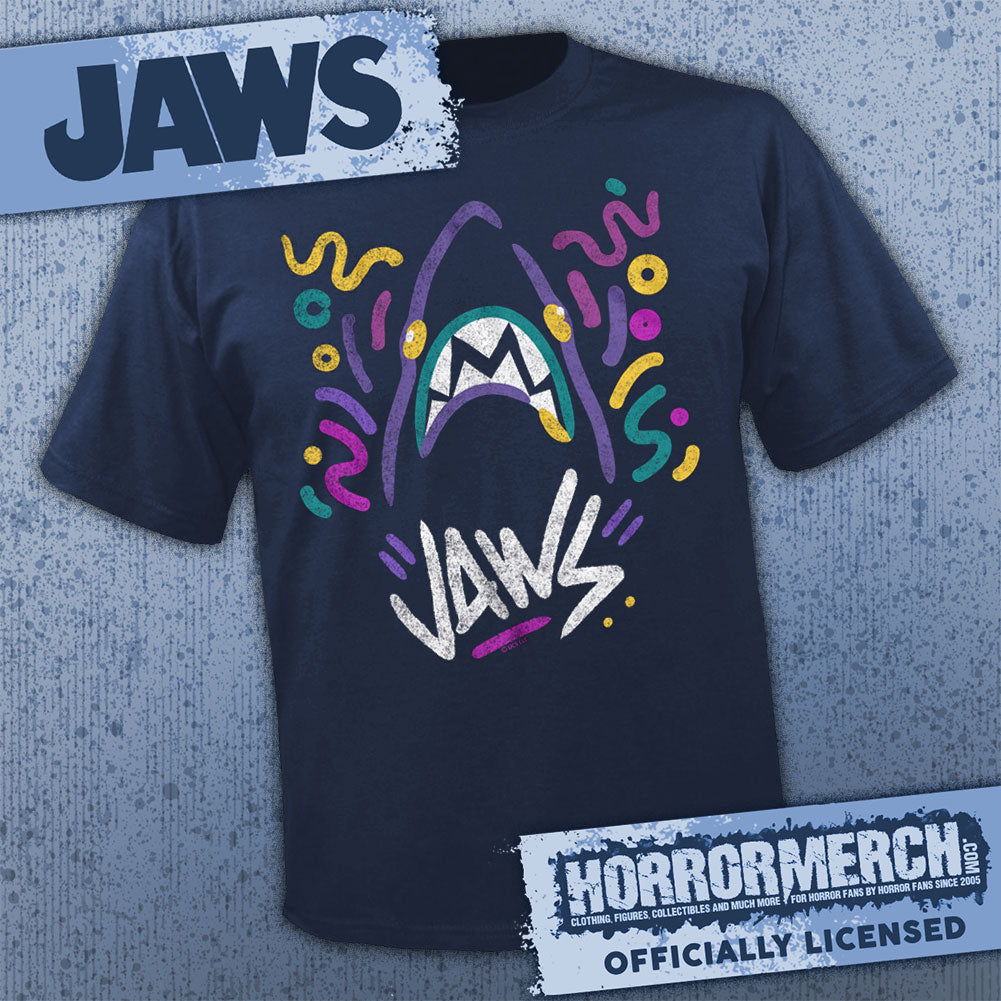 Jaws - Neon Shark (Navy) Mens Shirt