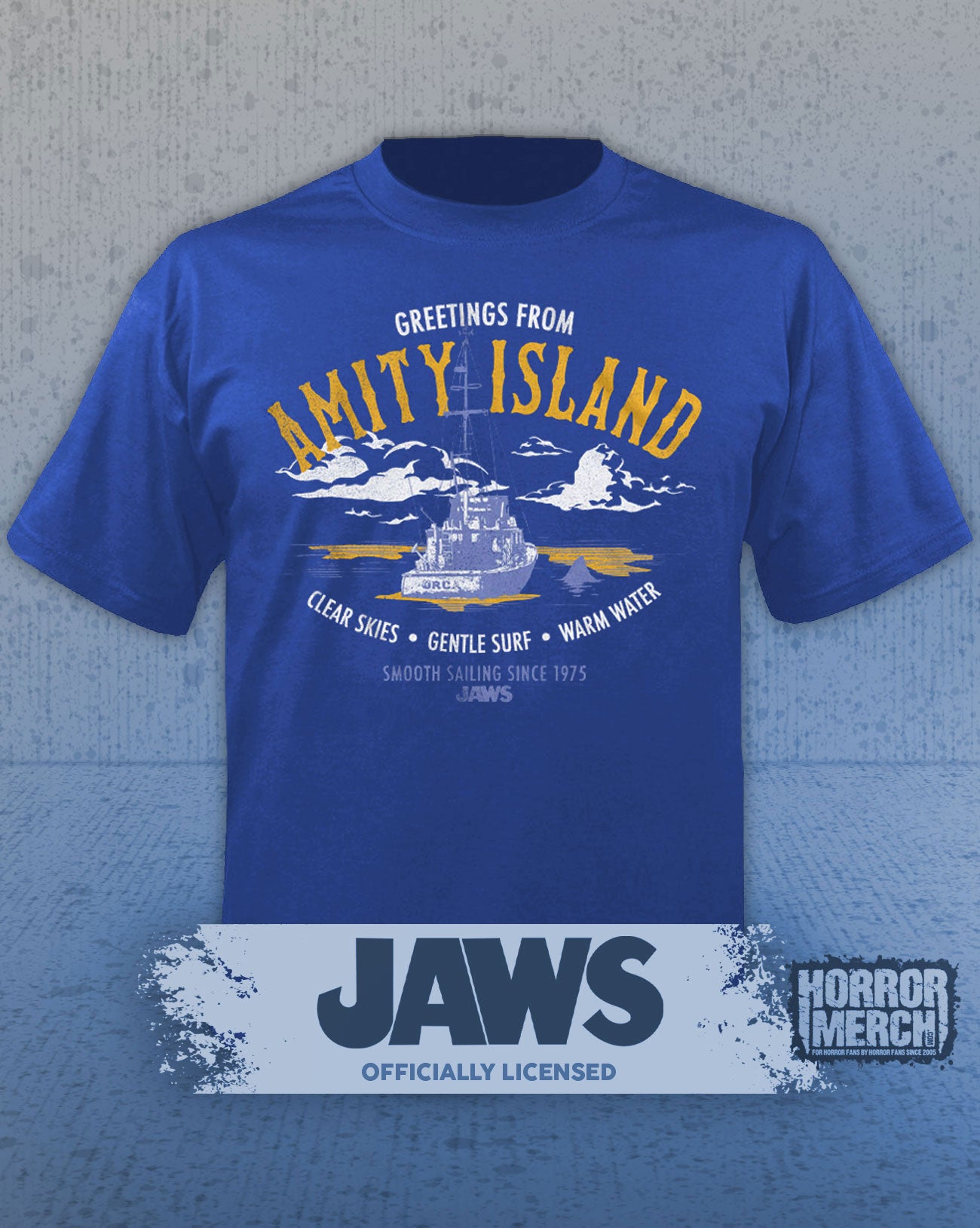 Jaws - Amity Island Smooth Sailing Mens Shirt (Blue)