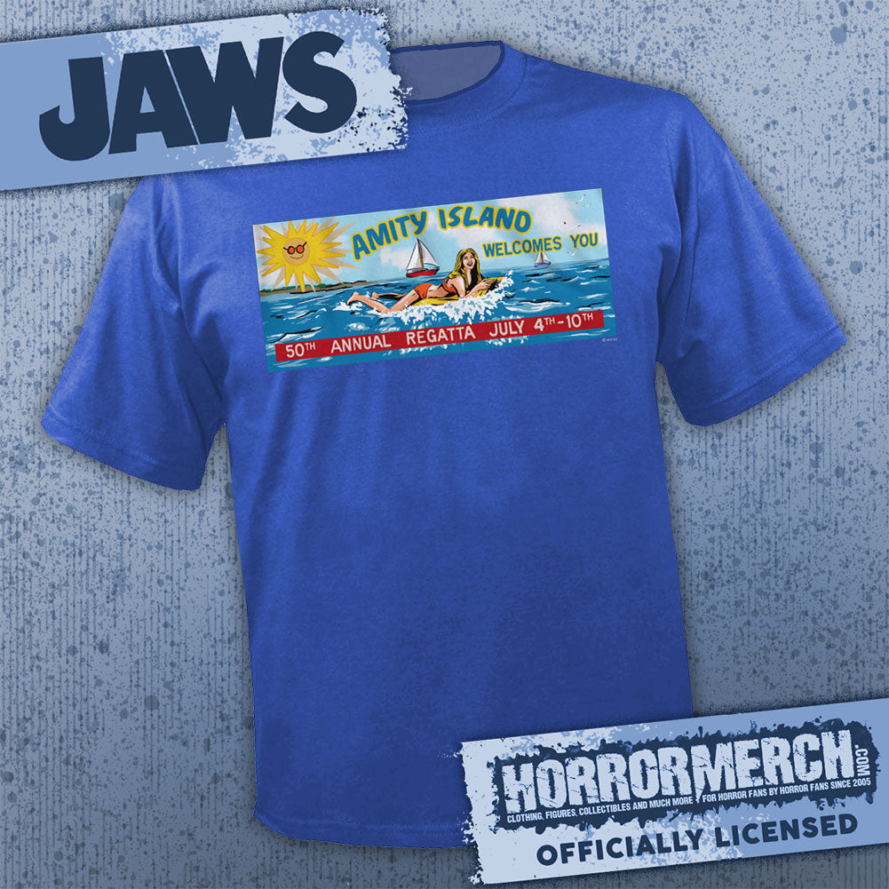 Jaws - Boat Race (Blue) Mens Shirt