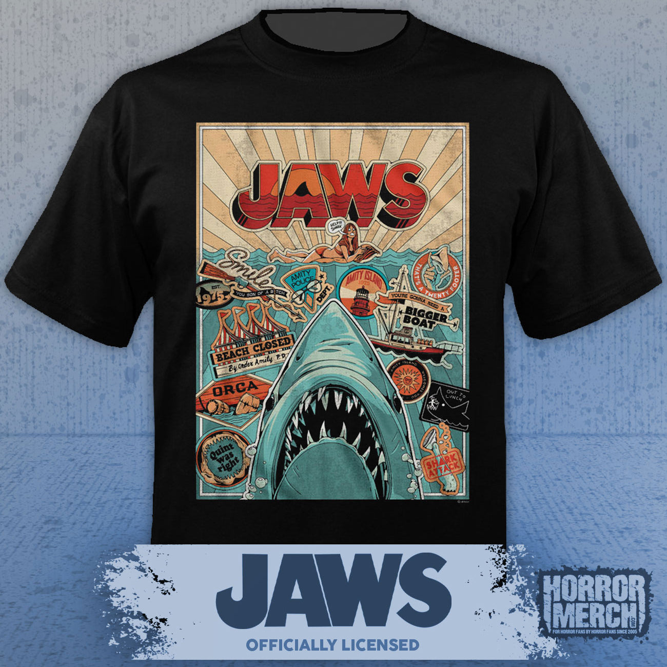 Jaws - 50th Anniversary Poster (Artwork) Mens Shirt