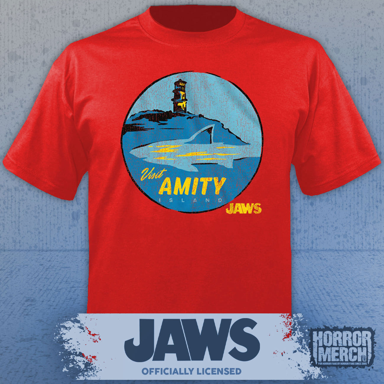 Jaws - Visit Amity Mens Shirt (Red)