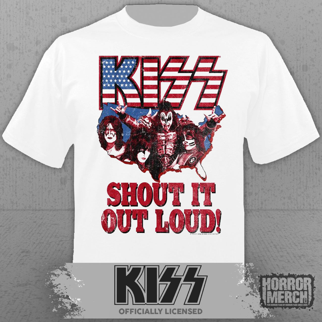 Kiss - Shout It Out Mens Shirt (White)