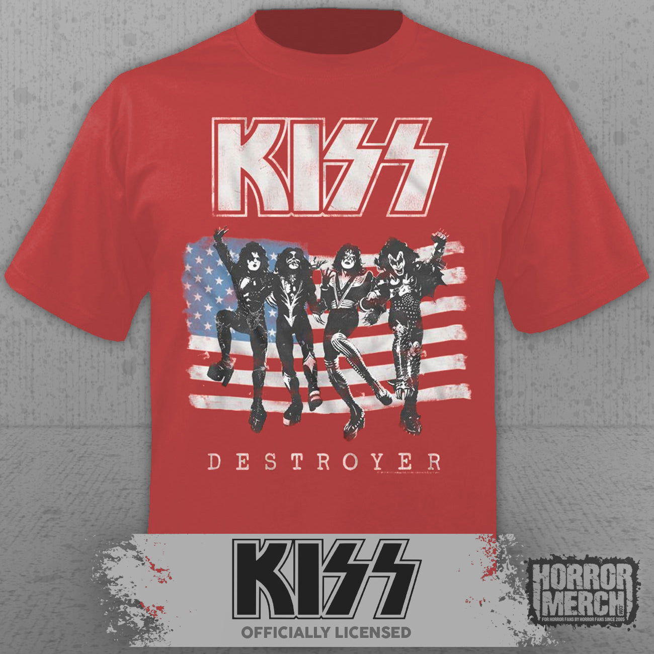 Kiss - Destroyer Flag Mens Shirt (Red)