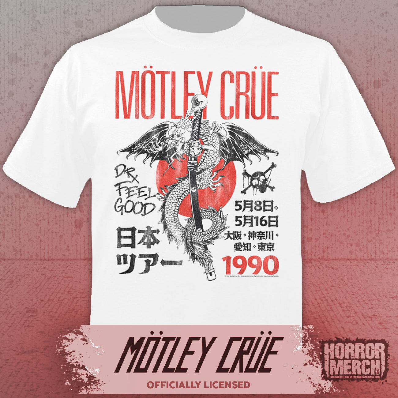 Motley Crue - Feelgood Japan Tour Mens Shirt (White)