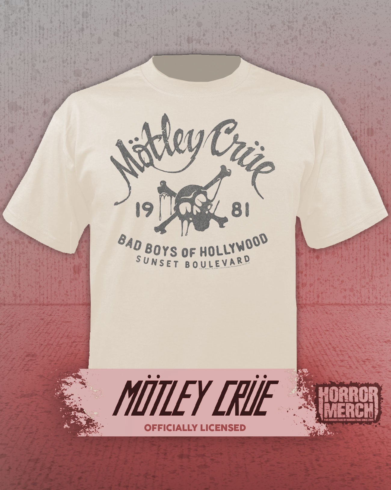 Motley Crue - Skull Logo Mens Shirt (Tan)