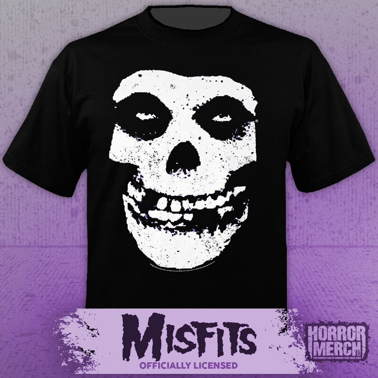 Misfits - Purple Outline Skull Logo Mens Shirt