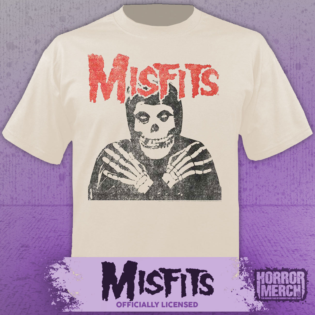 Misfits - Crimson Ghost Distressed Logo Mens Shirt (Tan)