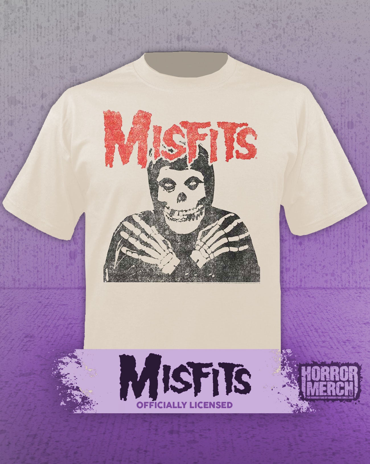 Misfits - Crimson Ghost Distressed Logo Mens Shirt (Tan)