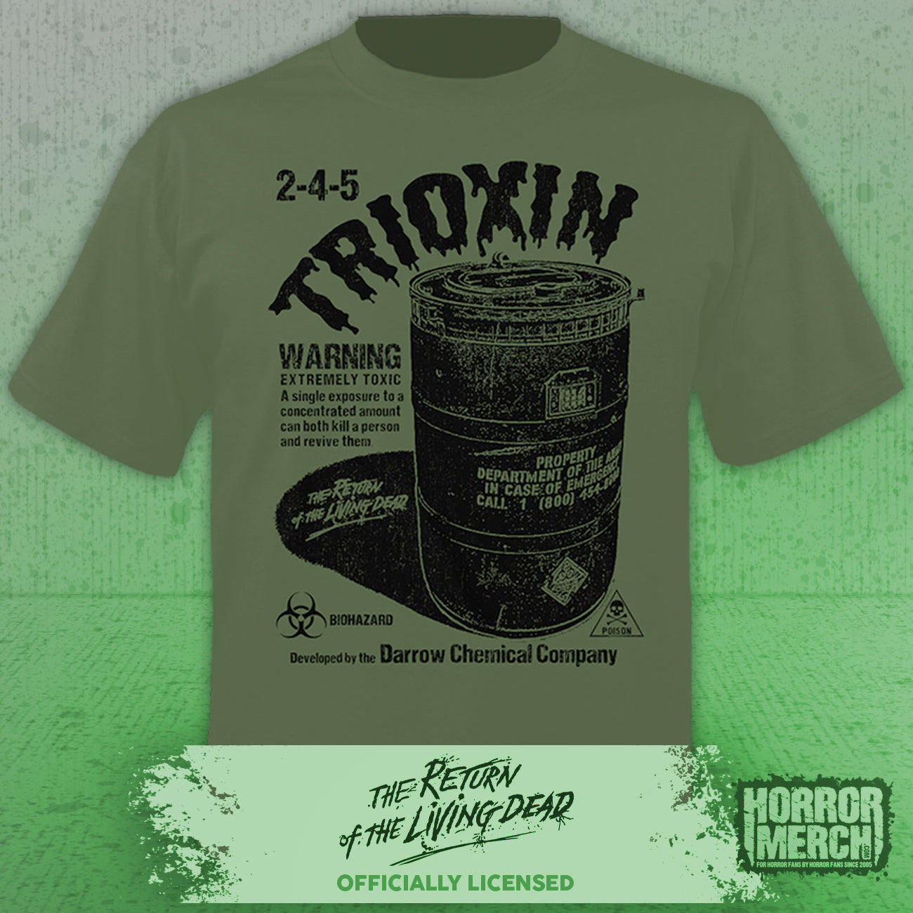 Return Of The Living Dead - Trioxin Cannister (Army Green) Mens Shirt (Green)