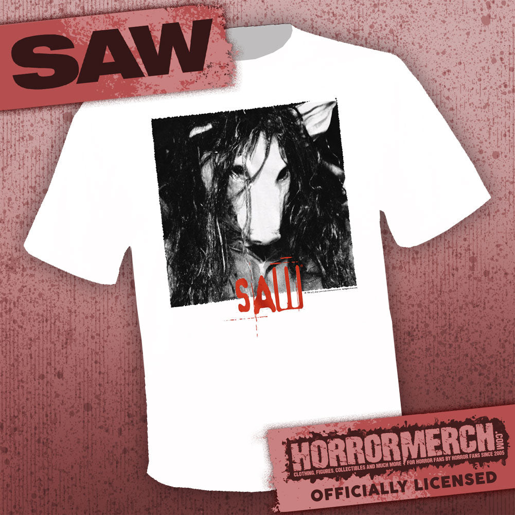 Saw - Pig Close-Up (White) [Mens Shirt] – Horrormerch.com