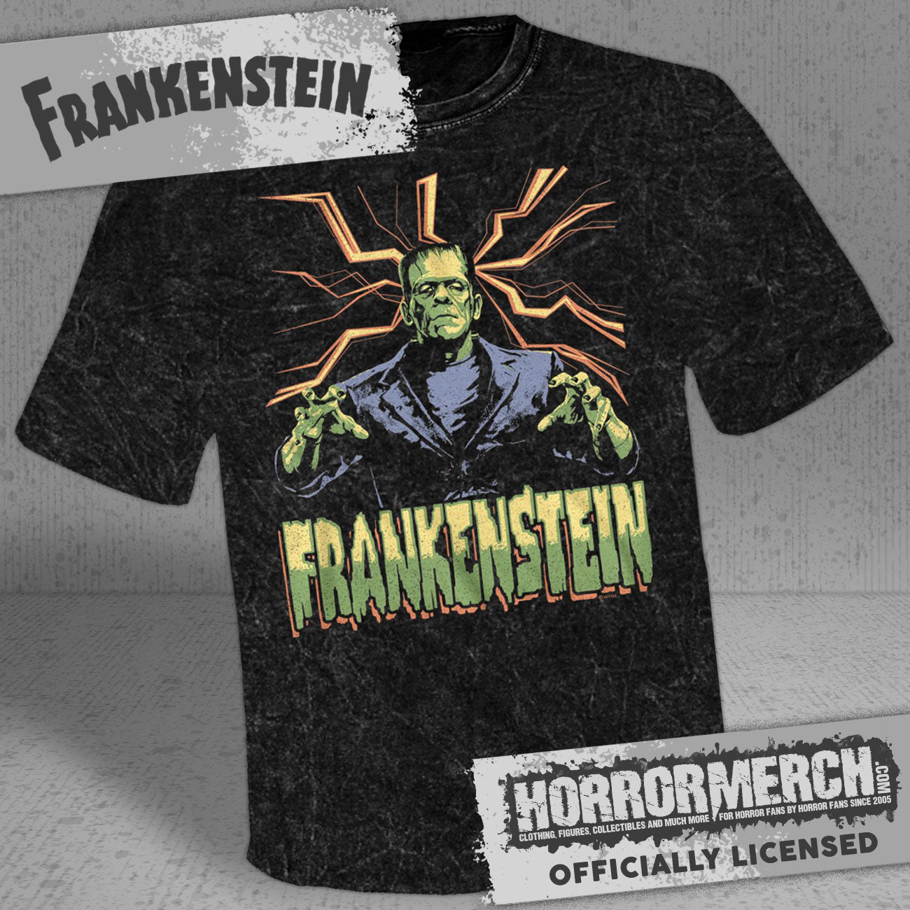 Frankenstein - Lightning (Mineral Wash) Mens Shirt