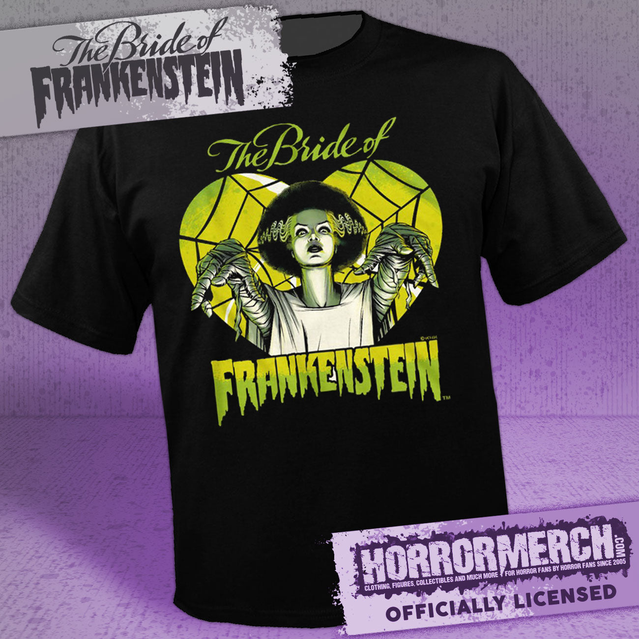 Bride Of Frankenstein - Heart (Spiderweb) Mens Shirt