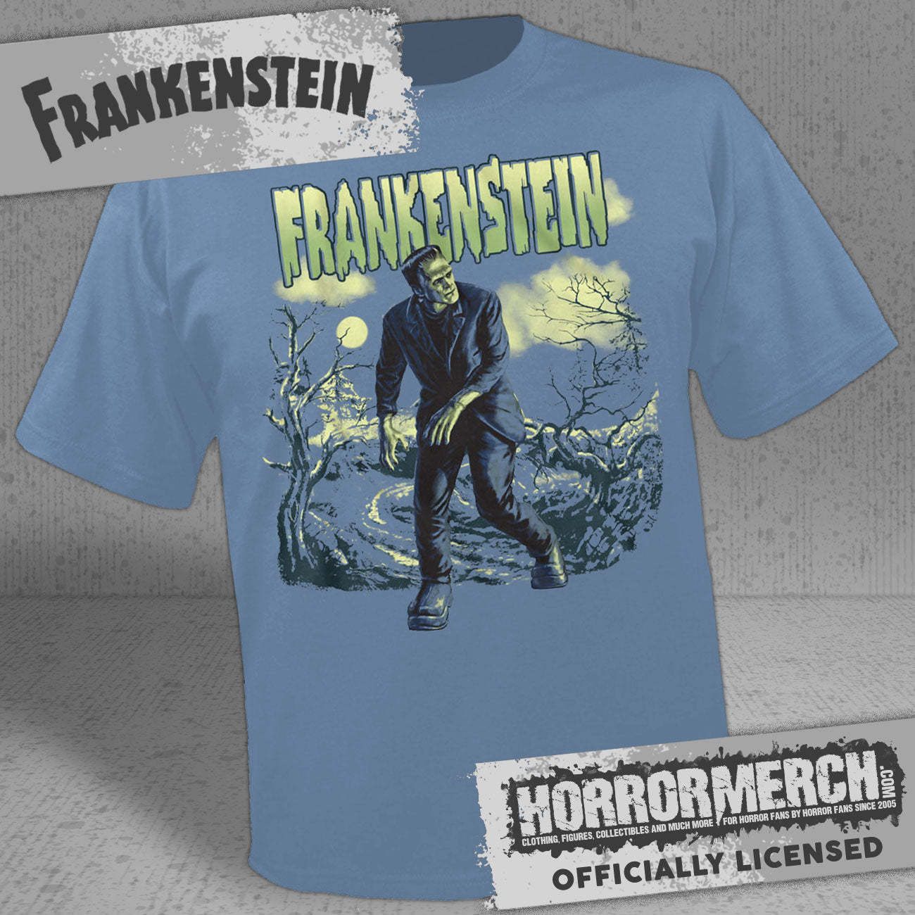 Frankenstein - Creepy Crawl (Blue) Mens Shirt