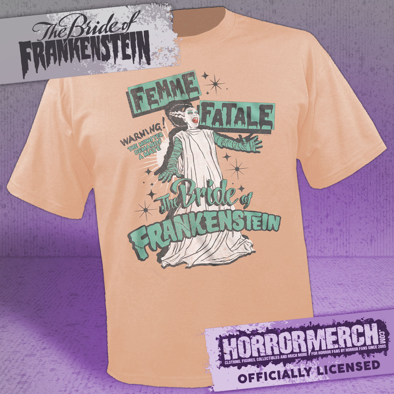 Bride Of Frankenstein - Femme Fatale Mens Shirt (Peach)