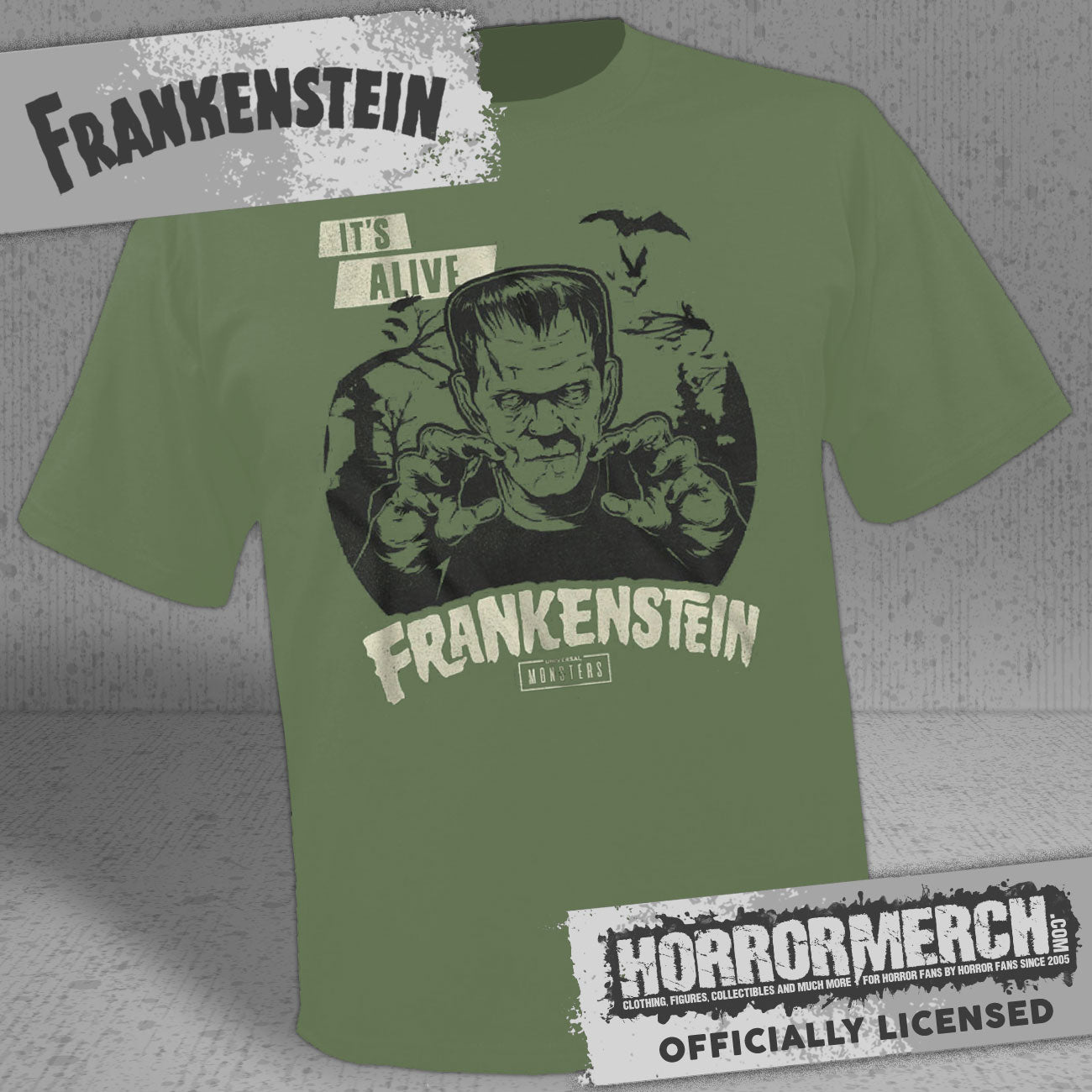 Frankenstein - Its Alive (Olive) Mens Shirt