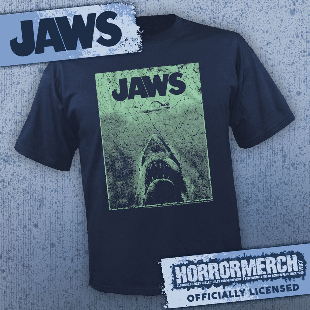 Jaws - Teal Cover (Navy Heather) Mens Shirt