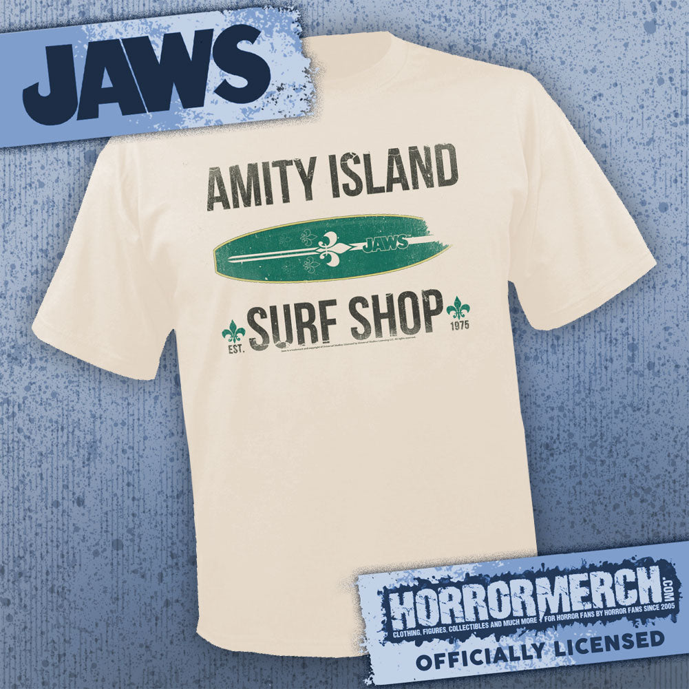 Jaws - Surf Shop (Cream) Mens Shirt