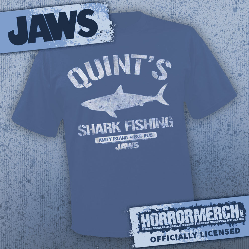 Jaws - Quints Shark Fishing (Navy) Mens Shirt
