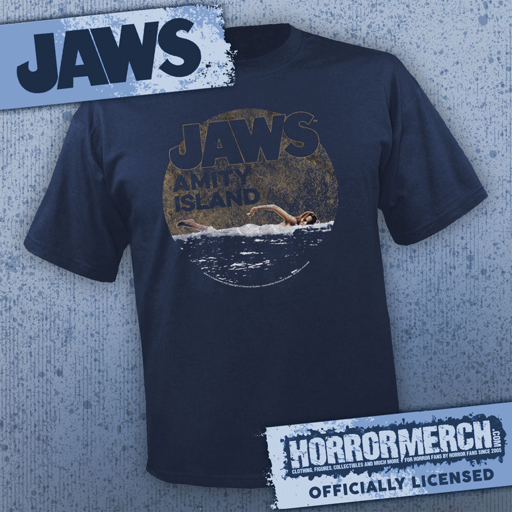 Jaws - Amity Swimmer (Navy) Mens Shirt