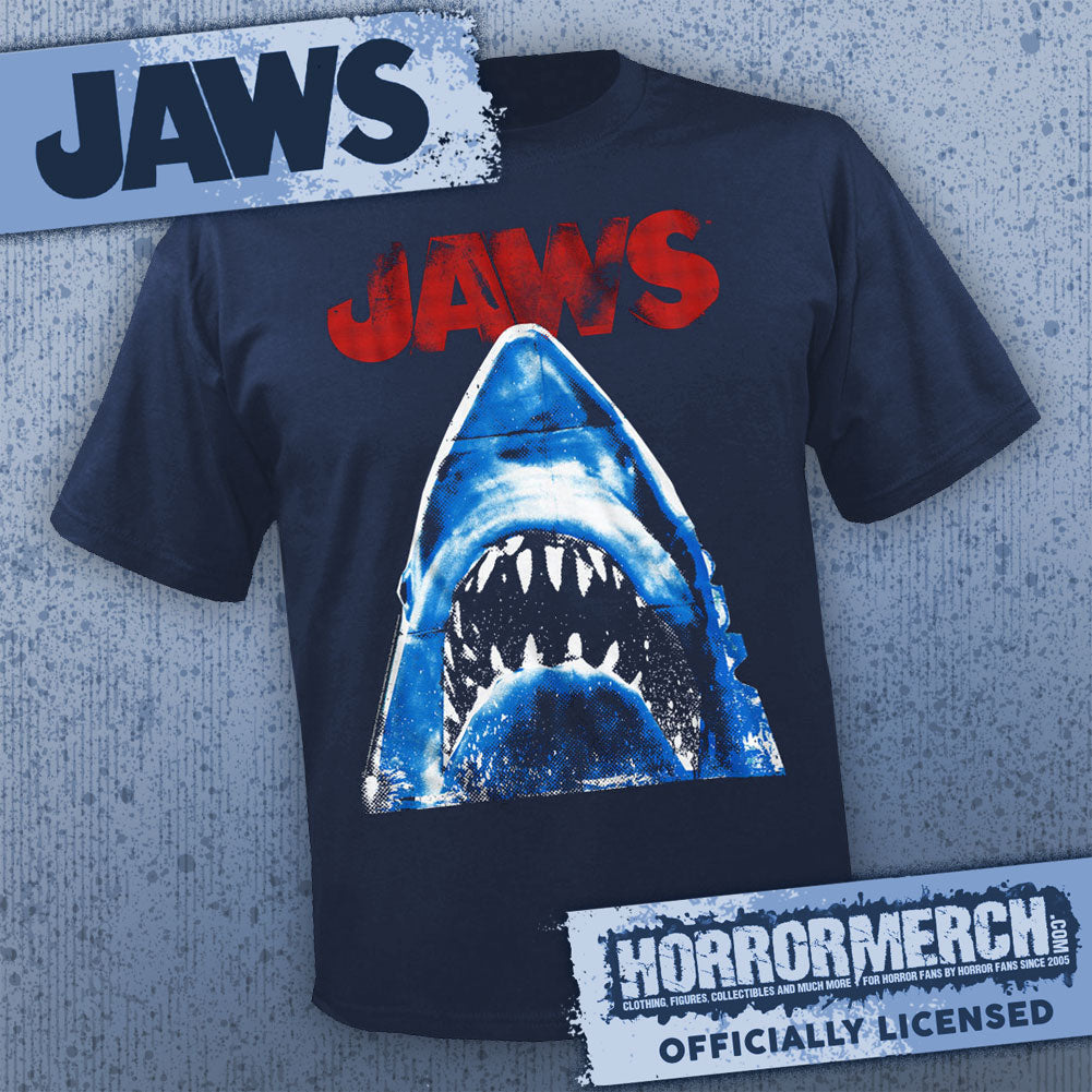 Jaws - Distressed (Navy) Mens Shirt